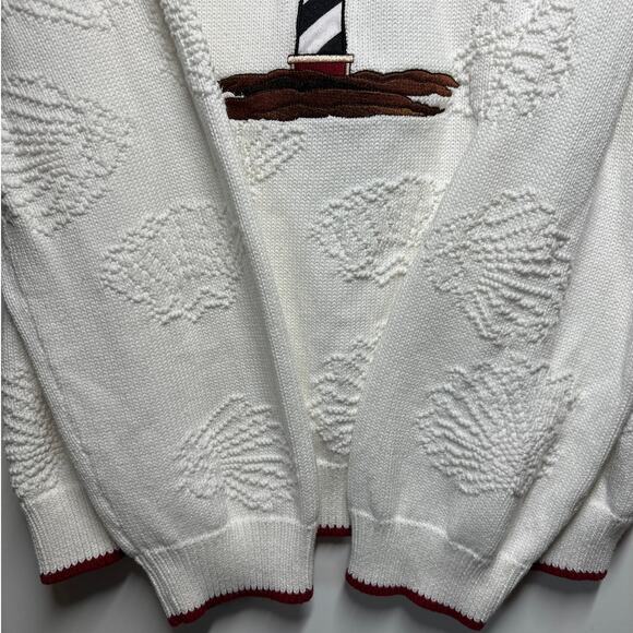 Cabela’s Vintage 90's Women's Lighthouse 1/2 Zip Embossed Sweater Cotton Size XL - Picture 5 of 11